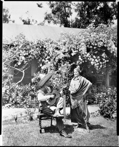 Ramona Verdugo with a her husband at the Verdugo Ranch House in Glendale, California, 1921