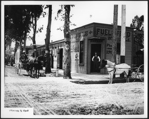 Exterior view of the Dibble Fuel and Feed Store, ca.1890-1920