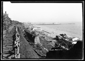 Santa Monica Pier looking south from the Palisades Park cliff path, ca.1925