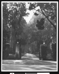 Entrance to estate of Ogden Mills at Millbrae, Camino Real on San Francisco Peninsula, 1937