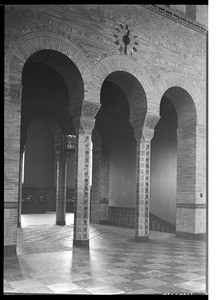 Bookstacks at the top of stairs at the University of California at Los Angeles, February 1938