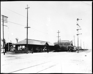 Watts Station, looking south from the intersection of One Hundred Third Street and the Pacific Electric right of way, ca.1906