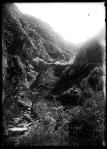 Fenced-in road in Topanga Canyon, ca.1915