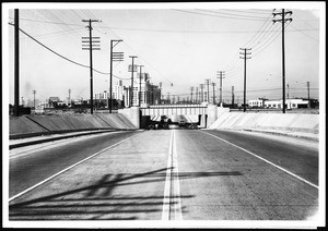 View of Soto Street grade separation after consturction under the Union Pacific Railroad tracks, 1937