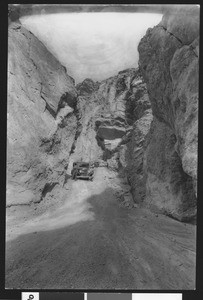 Automobile in a canyon in Death Valley, ca.1900-1950