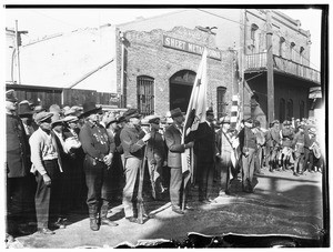 People gathering for a parade for the "birthday of Los Angeles"