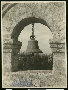 Riverside's mission bell, ca.1900