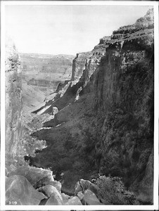 Looking down Bass Trail into the Grand Canyon, ca.1900-1930