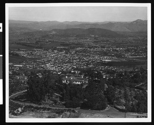 Aerial panorama view of El Cajon Valley, ca.1940