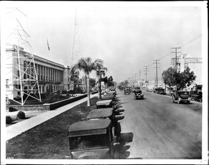 View of Sunset Boulevard in Hollywood, showing the Warner Brothers Studio, Los Angeles, ca.1926