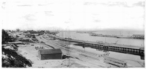 View of the San Pedro waterfront, Terminal Island and the inner harbor at the Port of Los Angeles, San Pedro, ca.1900