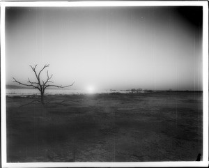 Sun low over the horizon at the Salton Sea, California, ca.1900-1930