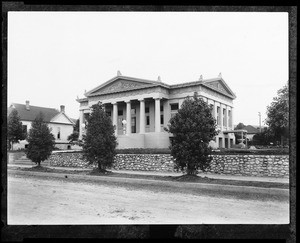 Exterior view of the Carnegie Library in Whittier, ca.1910