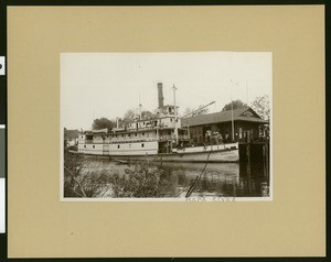 Large boat, the "St. Helena", on the Napa River, ca. 1900