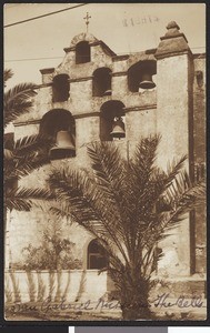 Mission San Gabriel bell tower, ca.1915