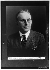 Portrait of Dr. George P. Clements, head of agriculture for the Los Angeles Chamber of Commerce