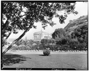 Distant view of the casino in Avalon Harbor, Santa Catalina Island