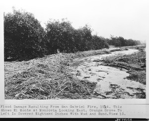 Flood damage resulting from San Gabriel fire, 1924