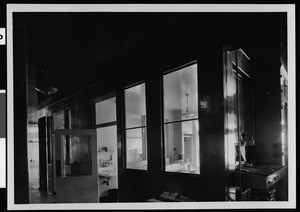 Interior view of Los Angeles County General Hospital, taken from corridor CD-6, ca.1925