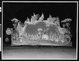 Float in Shriner's electrical parade, entitled "Flying Fish", ca.1910