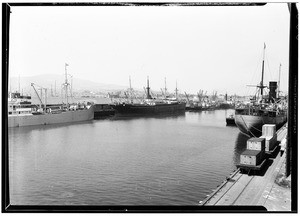 Ships docked at a harbor