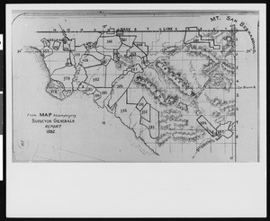 Map of the counties of Los Angeles, Orange, Riverside and San Bernardino from the Surveyor General's report of 1862