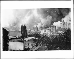 View taken from Chinatown of the fire that followed the San Francisco earthquake, April 18, 1906