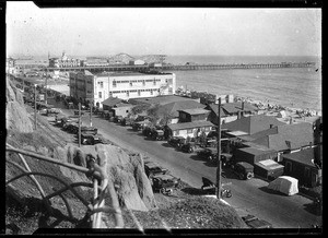 View of the Ocean Park beach and the Santa Monica Pier looking south from Palisades Park in Santa Monica