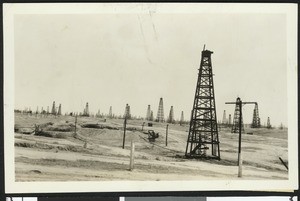 Kettleman Hills oil field, the Los Nietos Gas Plant, in the oil woods of Bakersfield, ca.1930