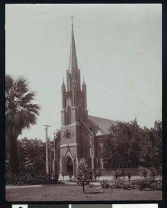 Exterior view of St. Mary's Catholic Church, Stockton, ca.1900