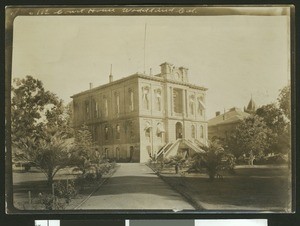 Exterior view of the Court House in Woodland, 1900-1940