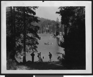 View of Mount Whitney Lake from a copse of trees, 1937