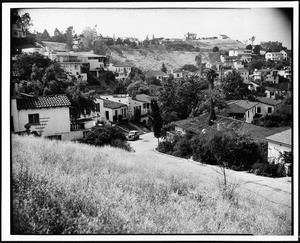 Silverlake District residences, viewed from a hill, ca.1935-1939