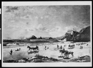 Painting of the Cliff House and Seal Rocks in San Francisco, ca.1878