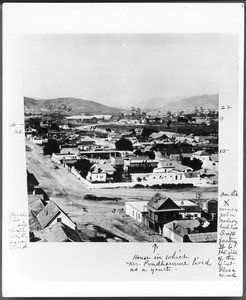 Panoramic view of Sonora Town showing the first settlement, Los Angeles