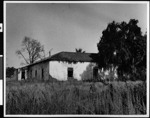 Exterior view of an abandoned building in Rancho Penasquitos, ca.1875