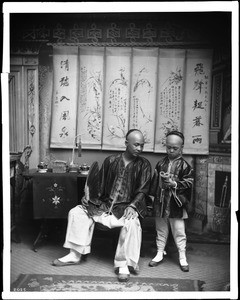 Chinese teacher and pupil, Chinatown, Los Angeles, ca.1880