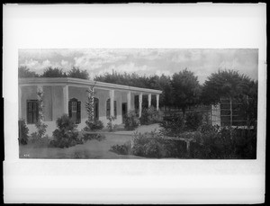 "El Recreo", the home of Don Antonio Coronel at the intersection of Alameda Street and Seventh Street, Los Angeles, 1882