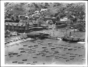 Town of Avalon on Santa Catalina Island with new Metropole Hotel and Grand View Hotel, ca.1905