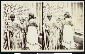 Composite image of two Walapai indian women with babies on their backs