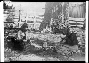 Two Shoshone Indian basket weavers from the Owens Valley, ca.1910