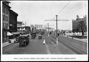 Ocean Avenue looking south along the cable car lines, Long Beach, ca.1925