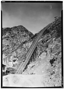 Pacoima Dam, showing an inclining railway, January 4, 1927