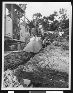 Construction of beach groins which keep water from eroding from the coast, 1953