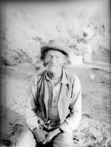 An old Chemehuevi Indian man smoking, ca.1900