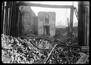 Interior view of the supposedly fireproof Continental Insurance Company, showing earthquake damage, San Francisco