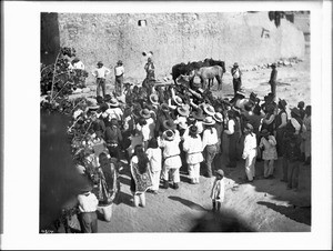 "Catching the Bread" part of the ceremony of the Fiesta de San Esteban (Saint Stephen), Acoma Pueblo, ca.1900