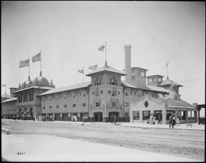 Exterior view of the bathhouse at Redondo Beach, ca.1910