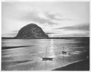 View of the Morro Rock in San Luis Obispo County, California, 1900-1930