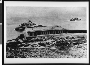 Birdseye view of the exterior of the Cliff House in San Francisco, ca.1900